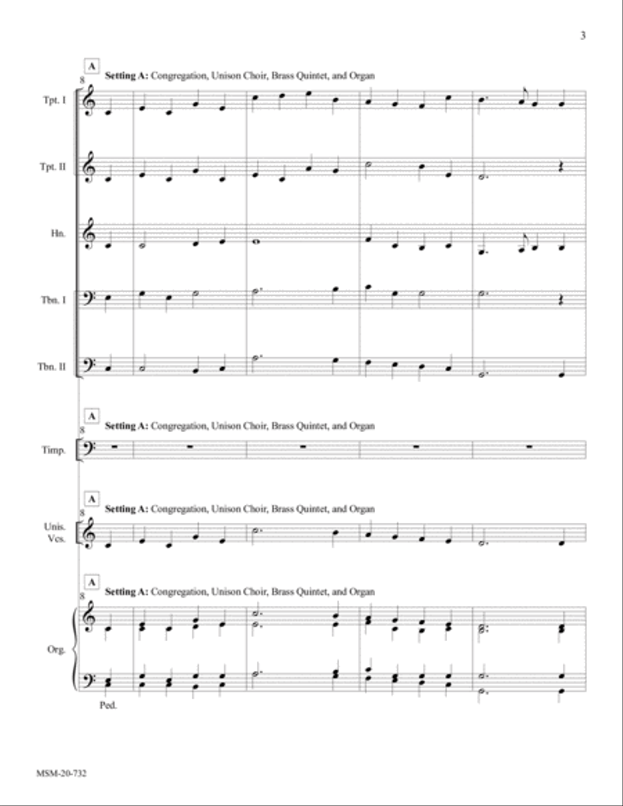Darwall's 148th A Congregational Hymn Setting for Brass Unison Choir scores gallery preview page 3