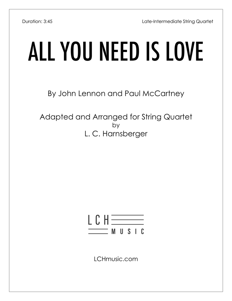All You Need Is Love String Quartet scores gallery preview page 1