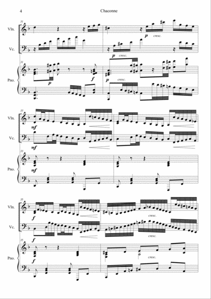 Chaconne from Partita in D Minor BWV 1004 Piano Trio scores gallery preview page 4