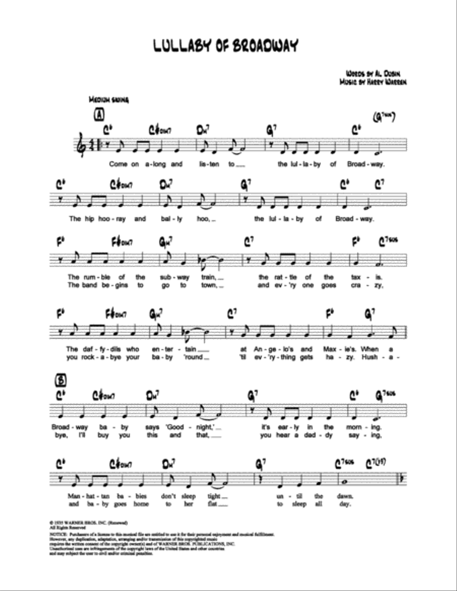 Lullaby Of Broadway School and Community scores gallery preview page 1