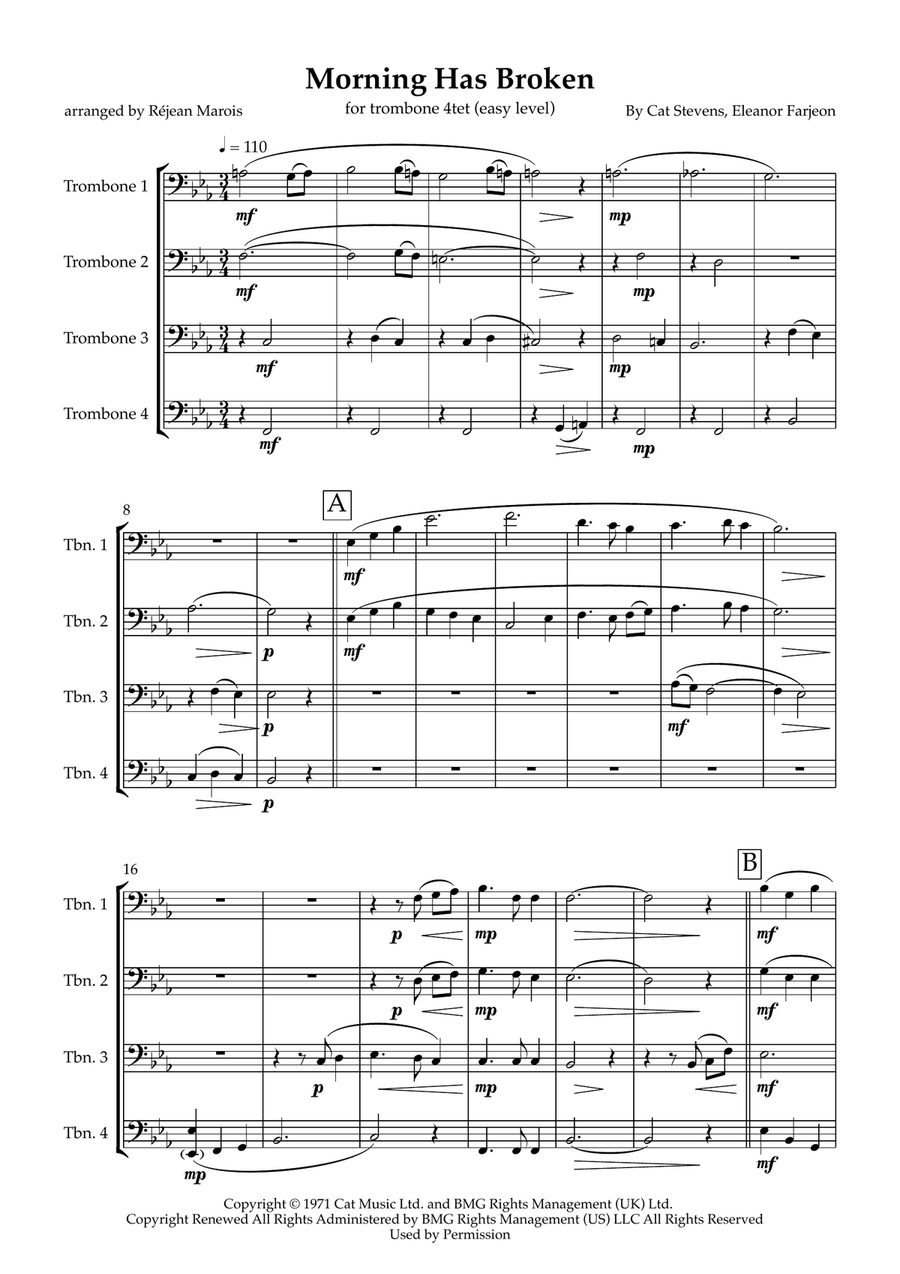 Morning Has Broken Morning Has Broken Brass Quartet scores gallery preview page 1