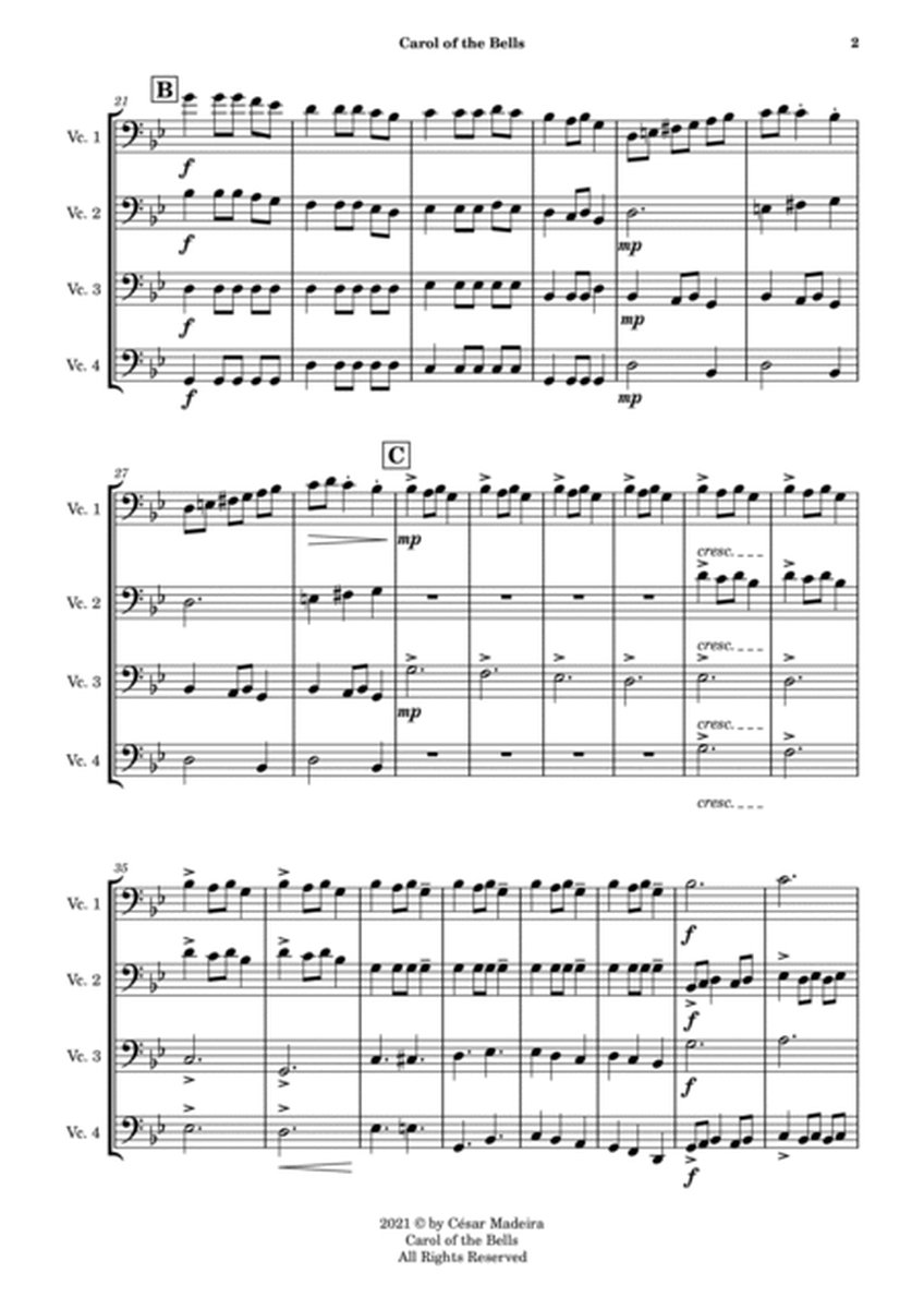 Carol Of The Bells - Cello Quartet (Full Score and Parts) image number null