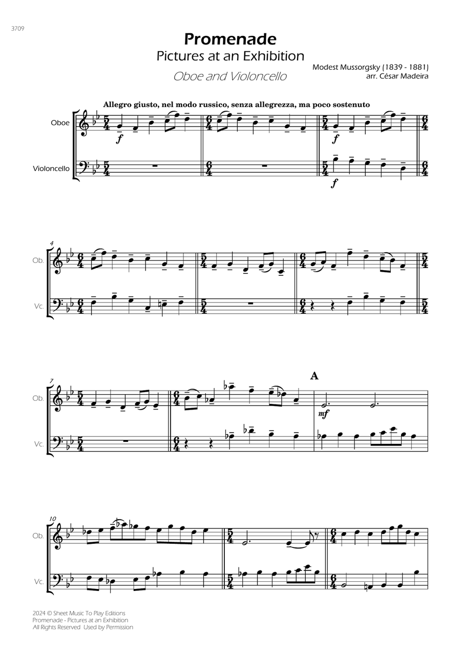 Pictures at an Exhibition - Promenade - Oboe and Cello Oboe scores gallery preview page 3