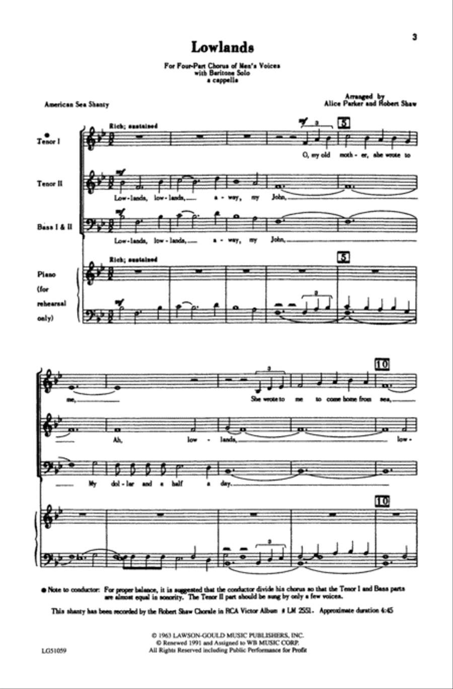 Lowlands Choir scores gallery preview page 1