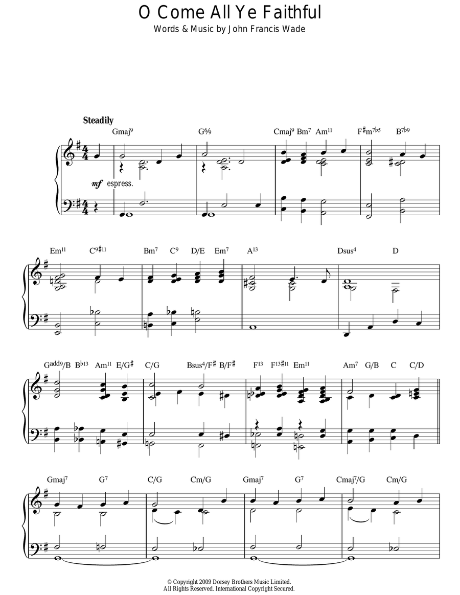 O Come, All Ye Faithful (Adeste Fideles) Piano Solo scores gallery preview page 1