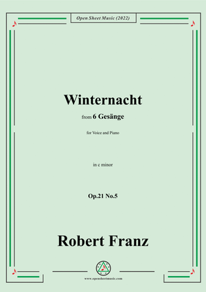 Book cover for Franz-Winternacht,in c minor,Op.21 No.5,for Voice and Piano