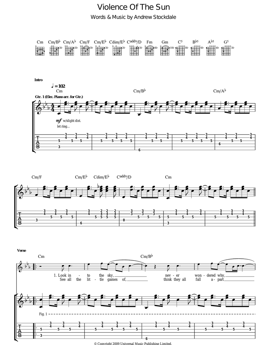 Violence Of The Sun Violence Of The Sun Acoustic Guitar scores gallery preview page 1