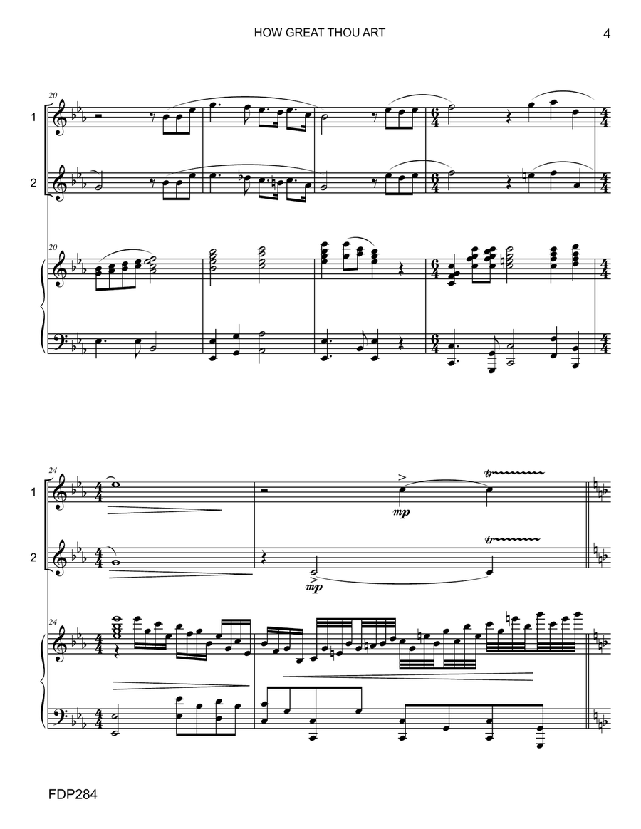 HOW GREAT THOU ART - FLUTE DUET with Piano Accompaniment Flute Duet scores gallery preview page 4