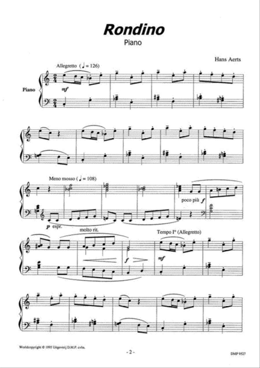 Rondino - 6 Korte Variaties Piano Solo scores gallery preview page 2