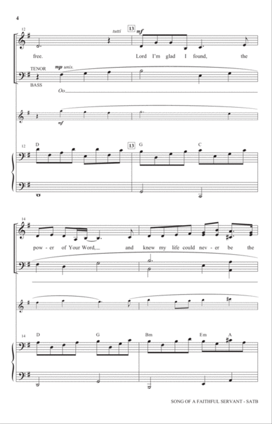 Song Of A Faithful Servant 4-Part scores gallery preview page 3