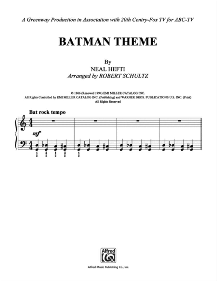 Batman Theme Easy Piano scores gallery preview page 1