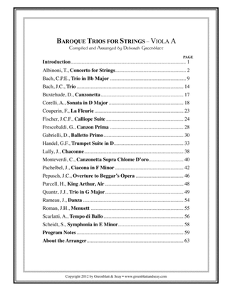 Book cover for Baroque Trios for Strings - Viola A