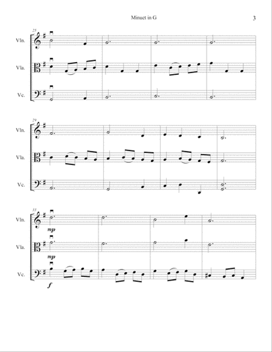 Minuet in G Minuet in G String Trio scores gallery preview page 4