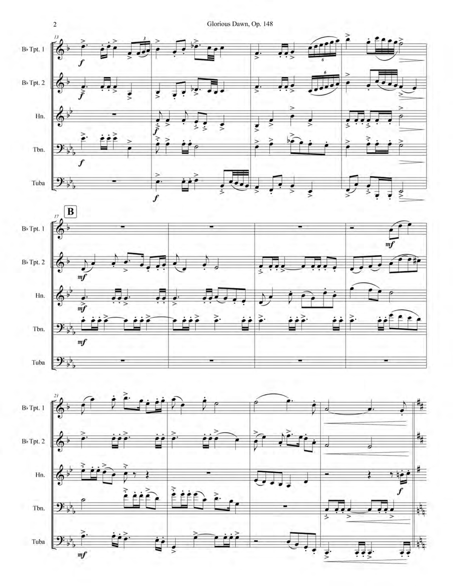 Glorious Dawn, Op. 148 Brass Quintet scores gallery preview page 6