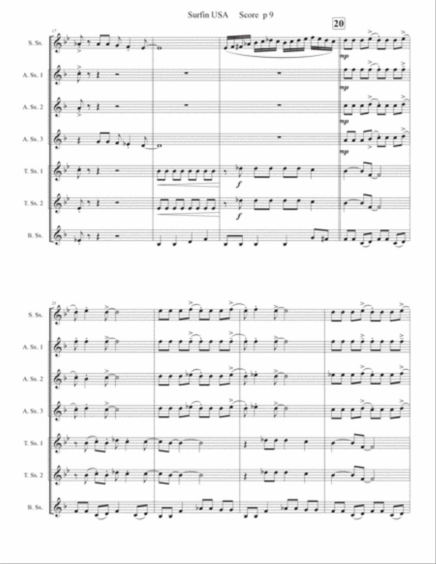 Surfin Usa Woodwind Quartet scores gallery preview page 3