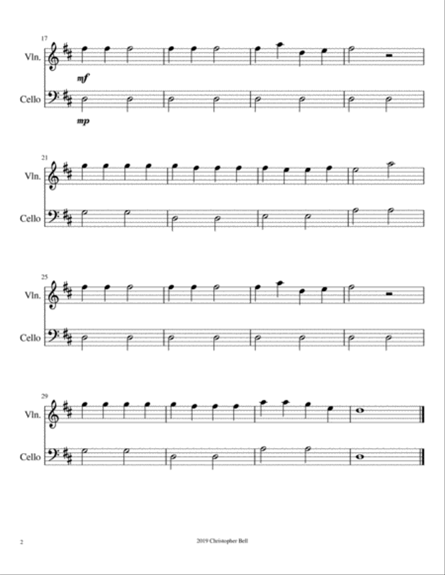 Jingle Bells - Violin/Cello Duet String Duet scores gallery preview page 3