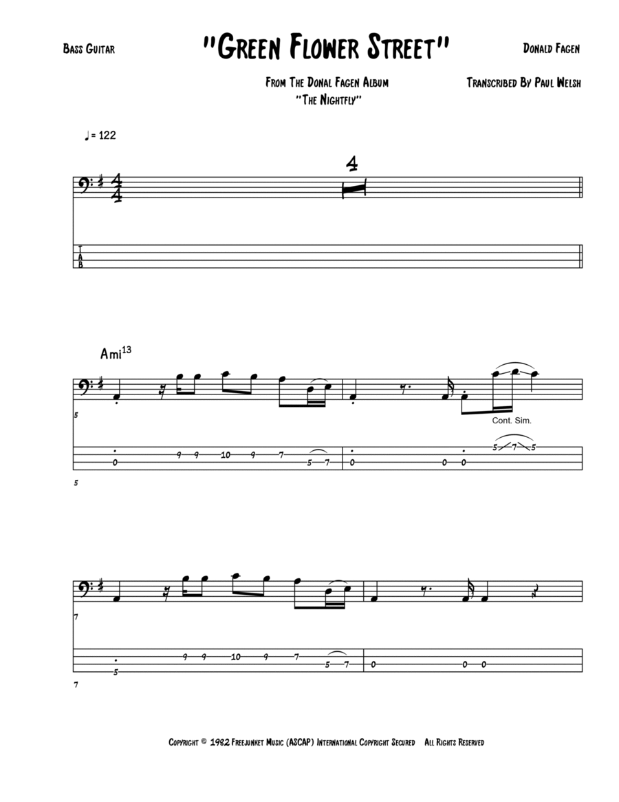 Green Flower Street Bass Guitar scores gallery preview page 1