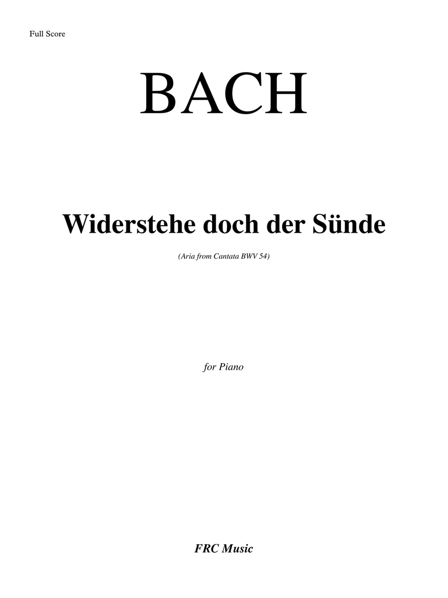 Bach: Widerstehe doch der Sünde (Aria from Cantata BWV 54) for Piano Solo Piano Solo scores gallery preview page 2