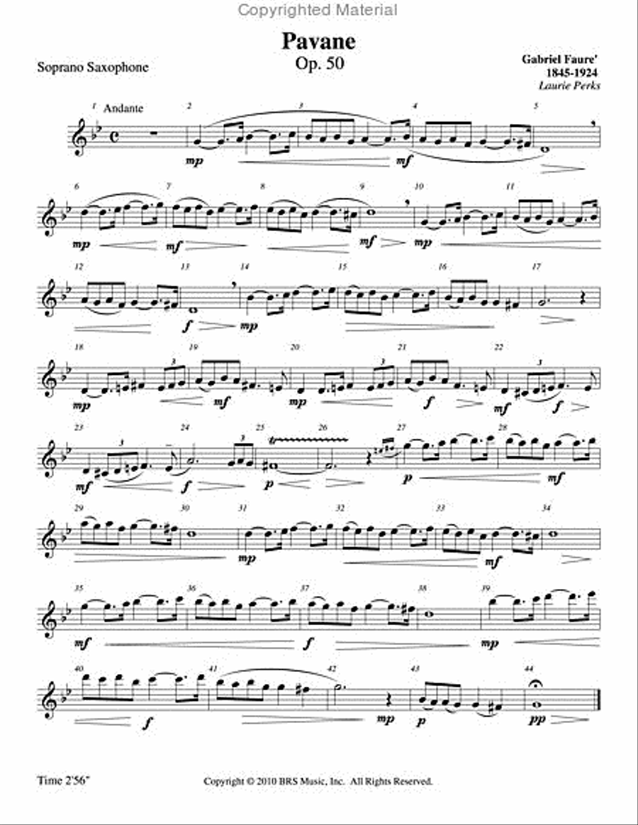 Pavane, Op. 50 Soprano Saxophone scores gallery preview page 2