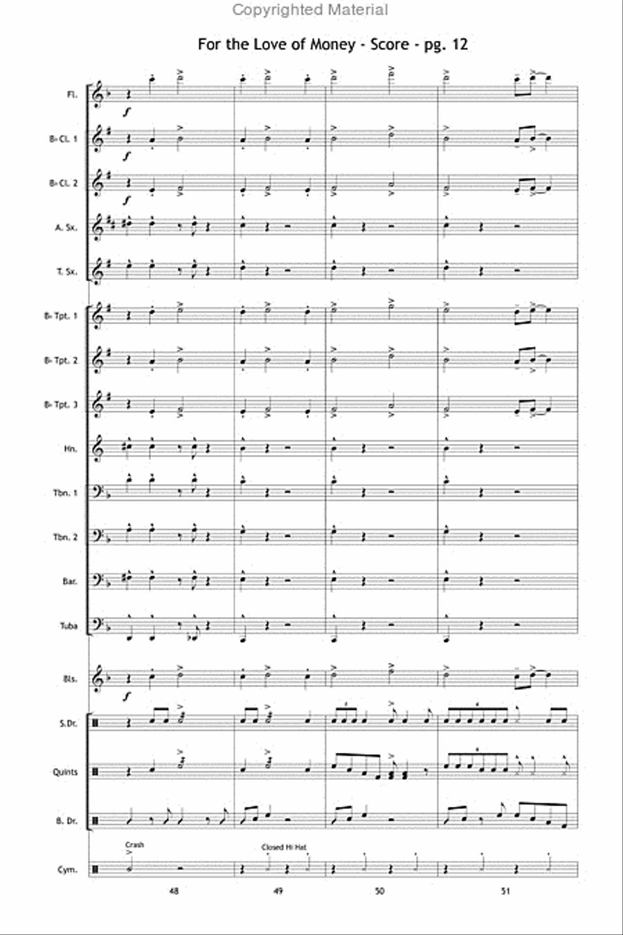 For the Love of Money Marching Band scores gallery preview page 13