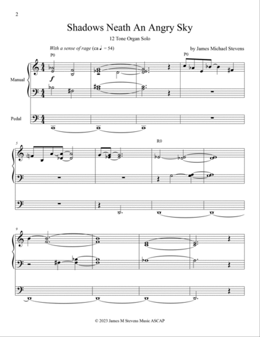 Shadows Neath An Angry Sky - 12 Tone Organ Solo Organ Solo scores gallery preview page 2