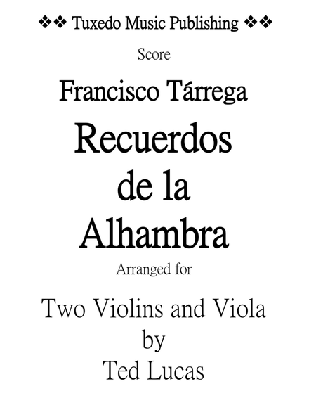 Recuerdos de la Alhambra, Score and Parts, String Trio for Two Violins and Viola image number null