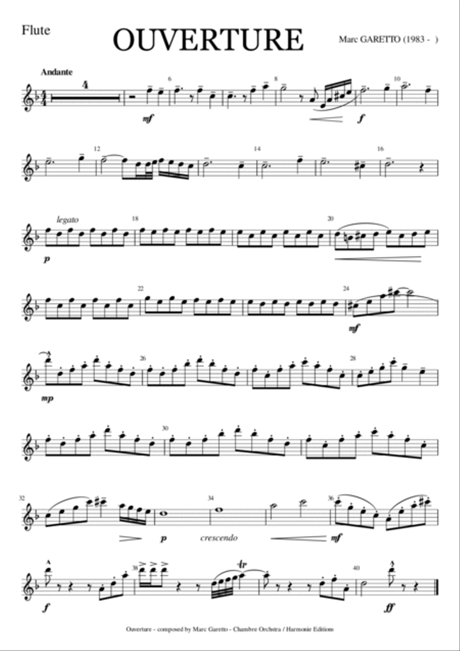 Ouverture (Overture) - Marc Garetto - 2016 Chamber Music Contest Entry Chamber Orchestra scores gallery preview page 2