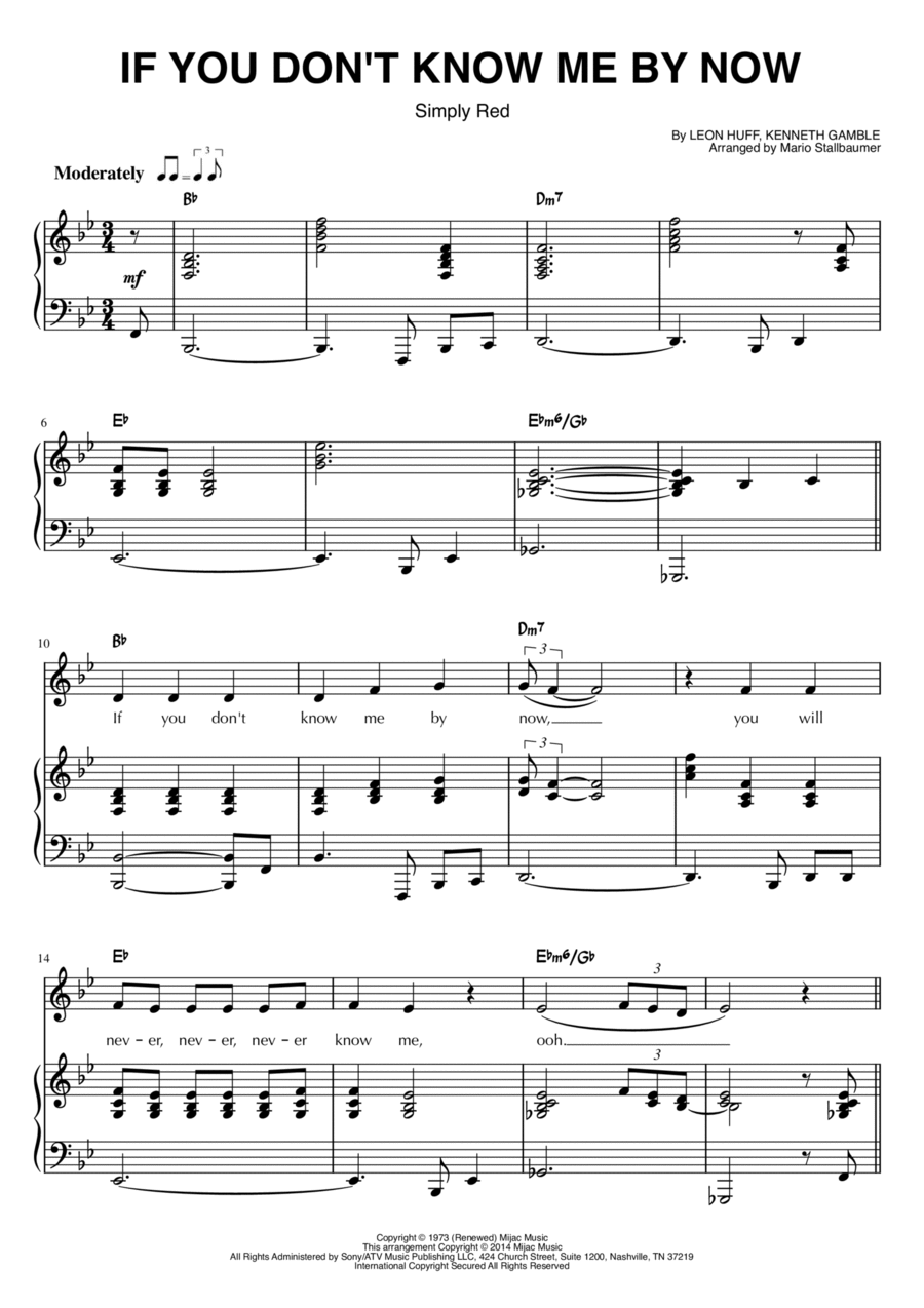 If You Don't Know Me By Now Piano, Vocal, Guitar scores gallery preview page 1