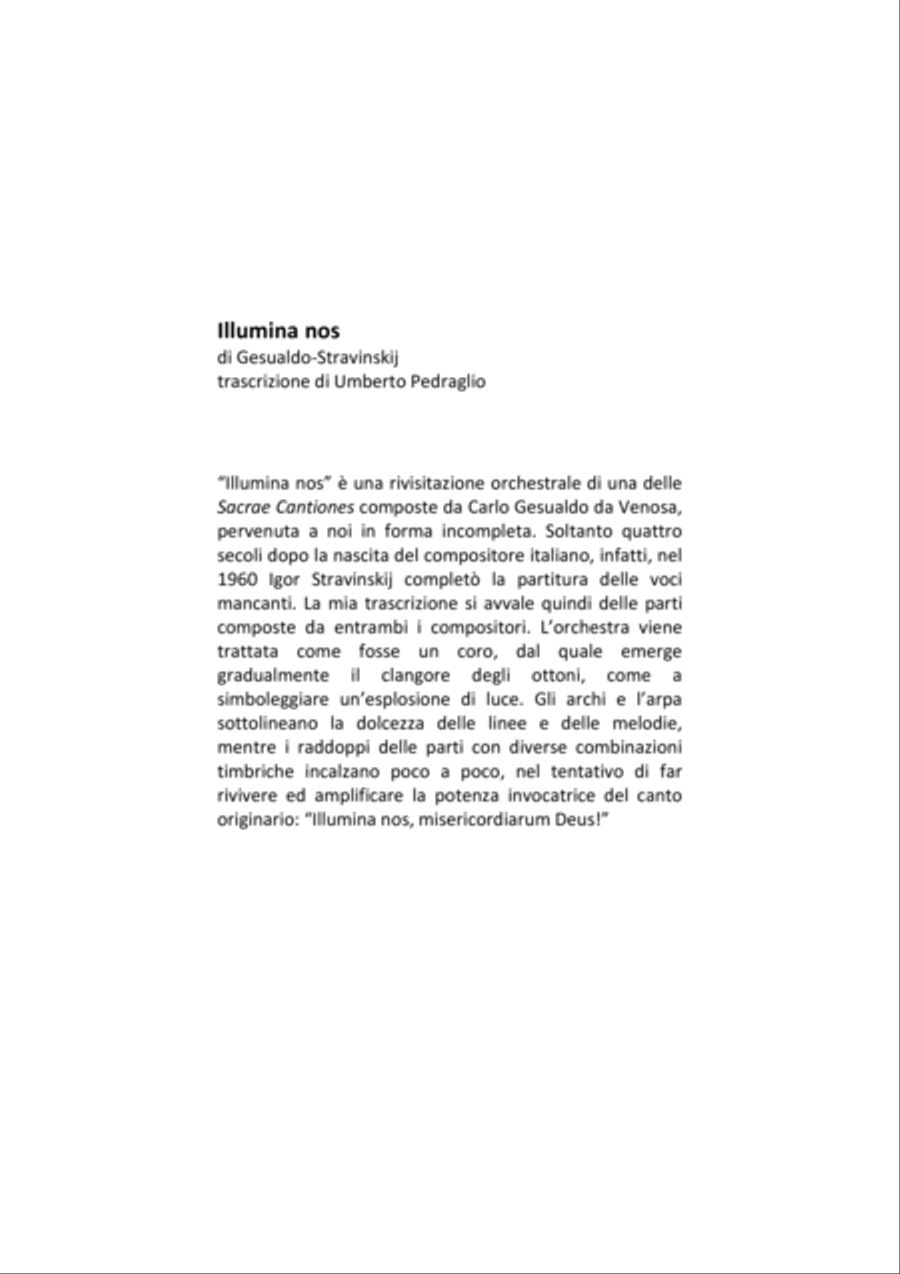 Umberto Pedraglio: ILLUMINA NOS (ES 1050) per ottoni, arpa, percussioni e archi Large Ensemble scores gallery preview page 6