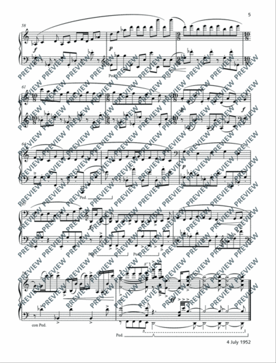 Five Keyboard Pieces Piano Solo scores gallery preview page 10