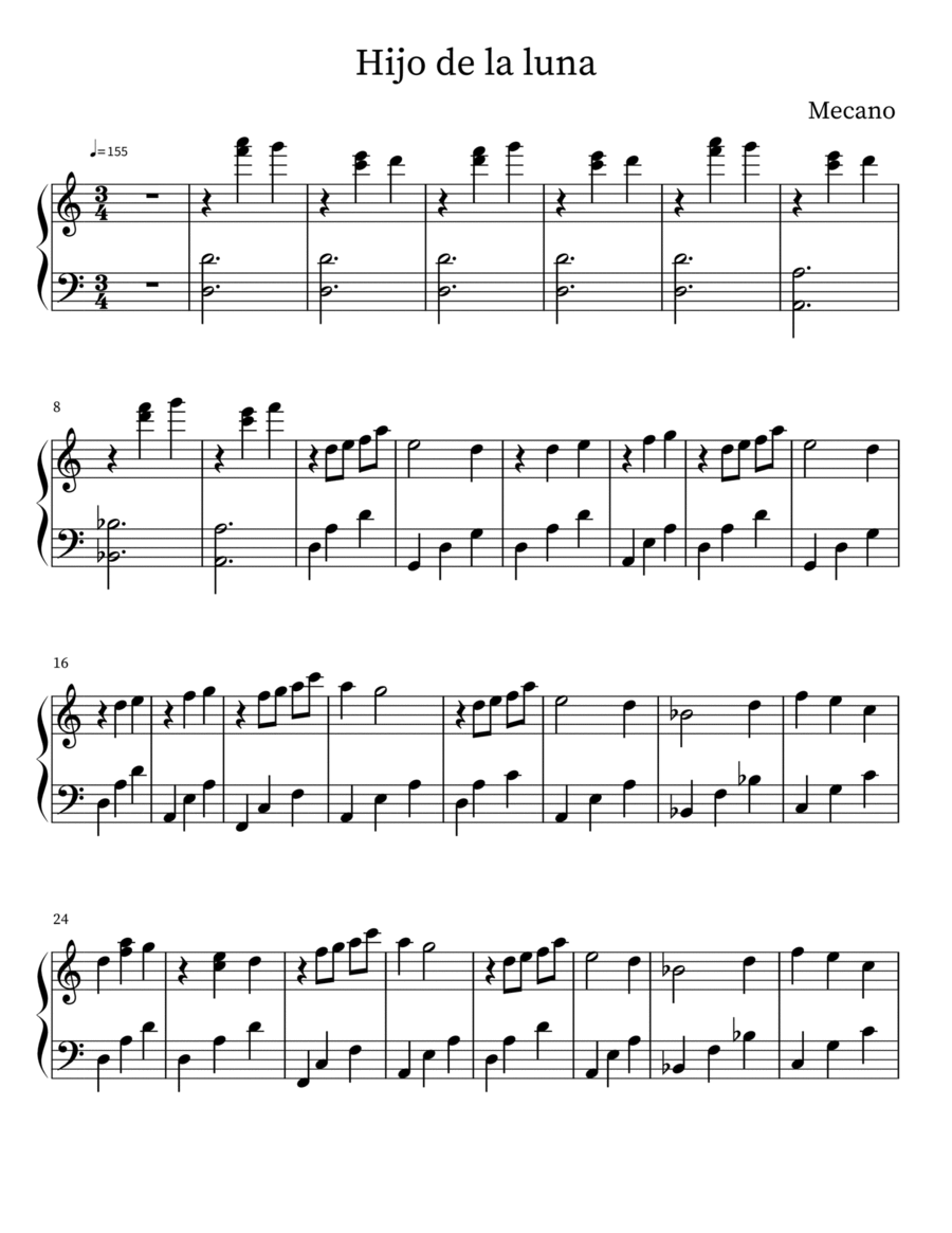 Hijos De La Luna Piano Solo scores gallery preview page 1