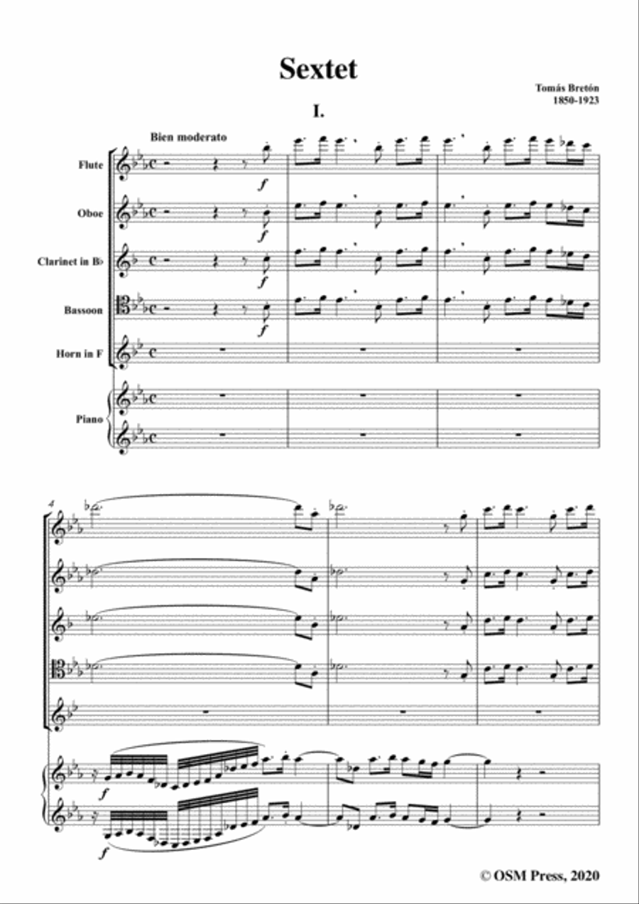 Bretón-Sextet,for Winds and Piano Bassoon scores gallery preview page 3