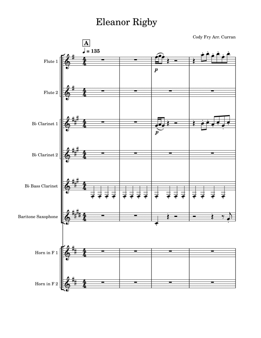 Eleanor Rigby Woodwind Ensemble scores gallery preview page 1