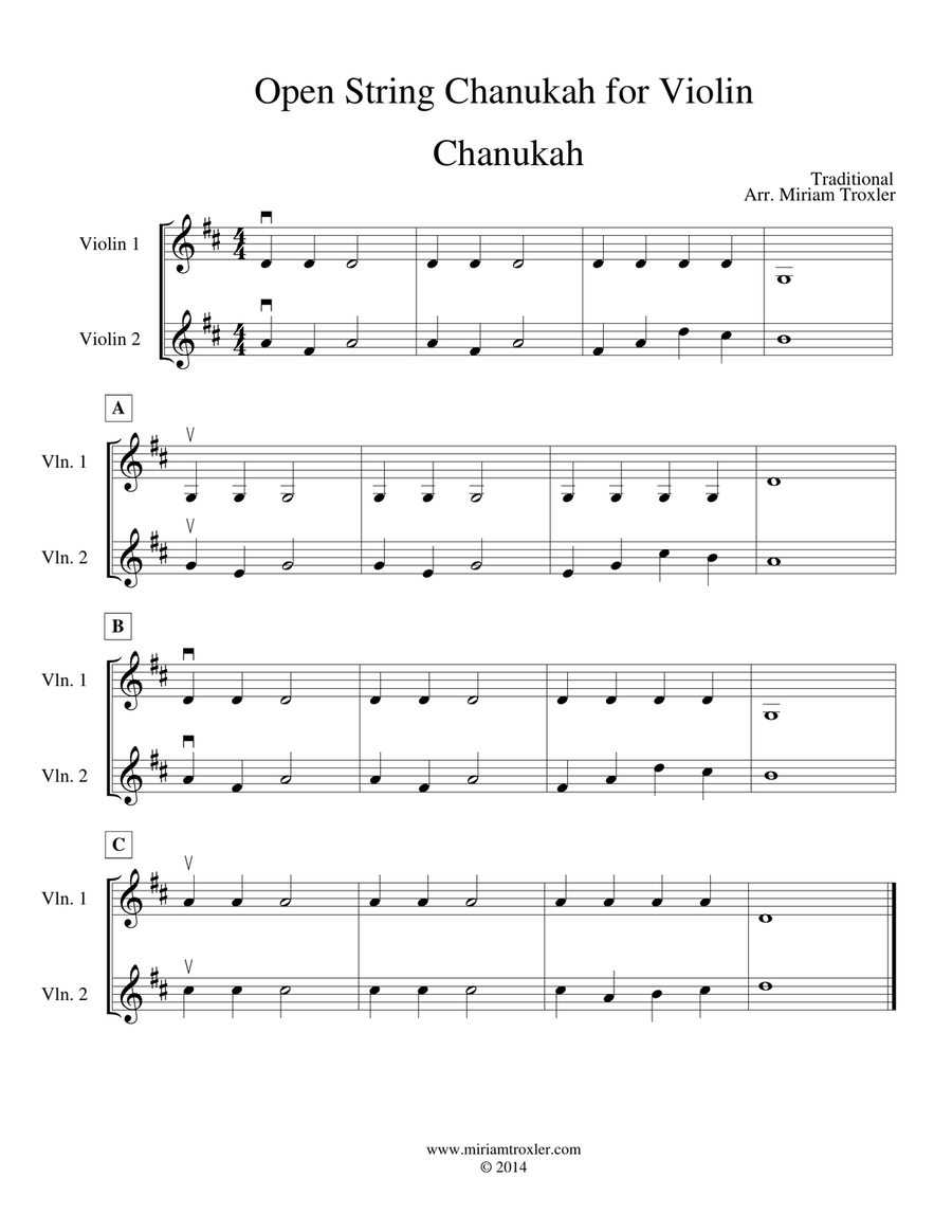 Open String Chanukah for Violin Violin Solo scores gallery preview page 1