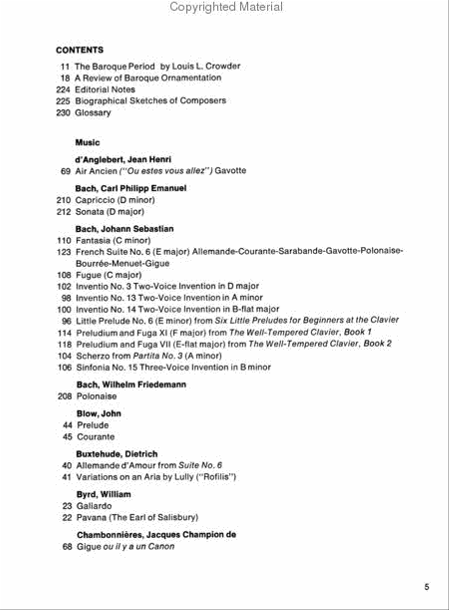 An Anthology of Piano Music Volume 1: The Baroque Period Piano Solo scores gallery preview page 2