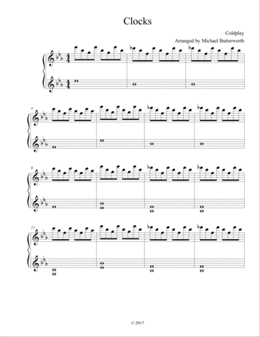 Clocks Piano Solo scores gallery preview page 1