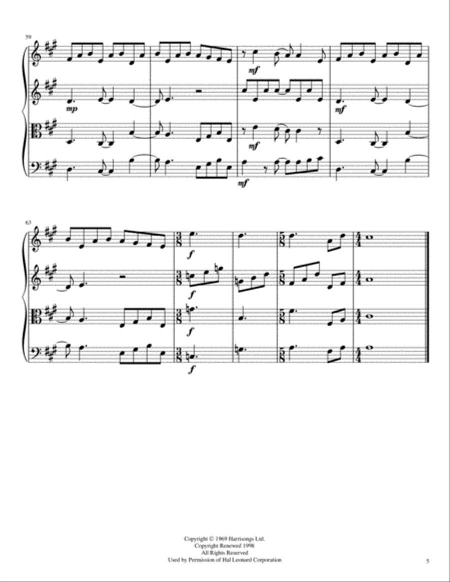 Here Comes The Sun String Quartet scores gallery preview page 6