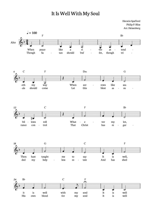 It Is Well With My Soul - Alto in F with lyrics and chords