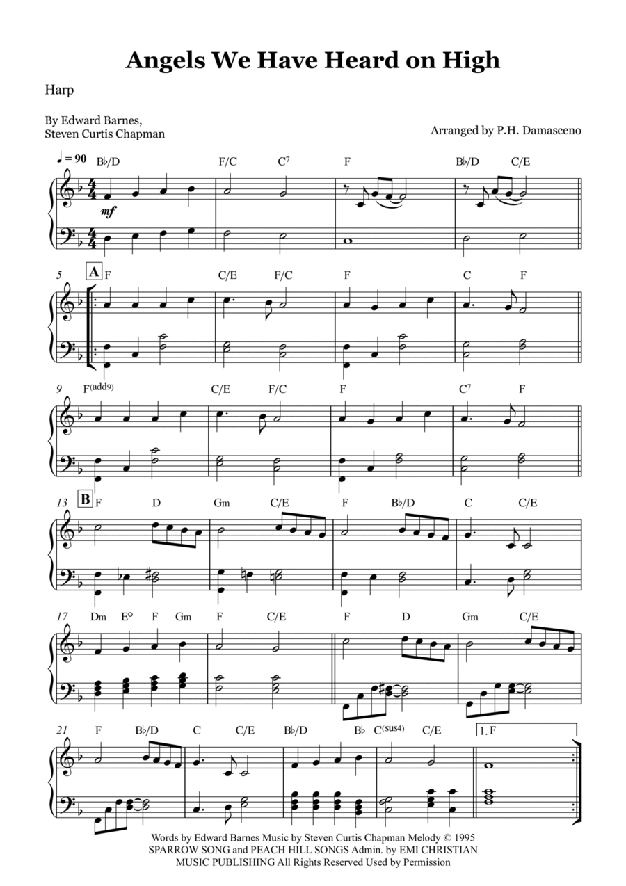 Angels We Have Heard On High Harp scores gallery preview page 1