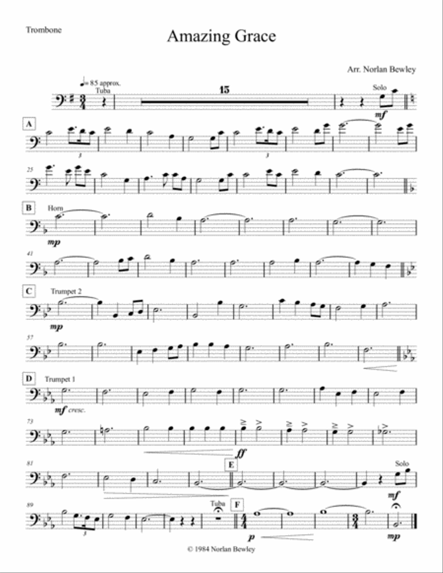 Amazing Grace - Brass Quintet image number null