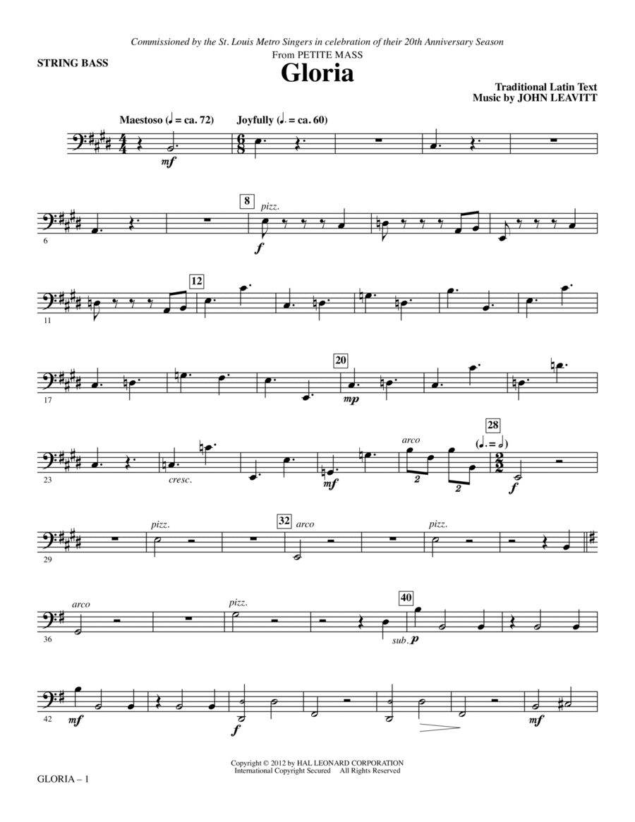 Gloria (from Petite Mass) - String Bass Choir scores gallery preview page 1