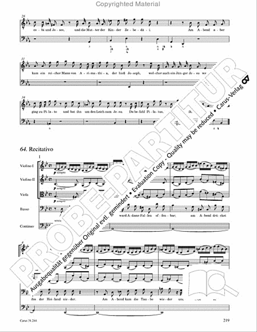 St. Matthew Passion (Matthaus-Passion) 4-Part scores gallery preview page 221