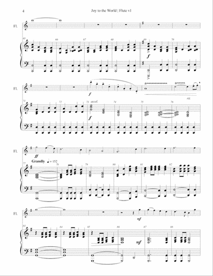Joy to the World-Flute & Piano Flute Solo scores gallery preview page 5