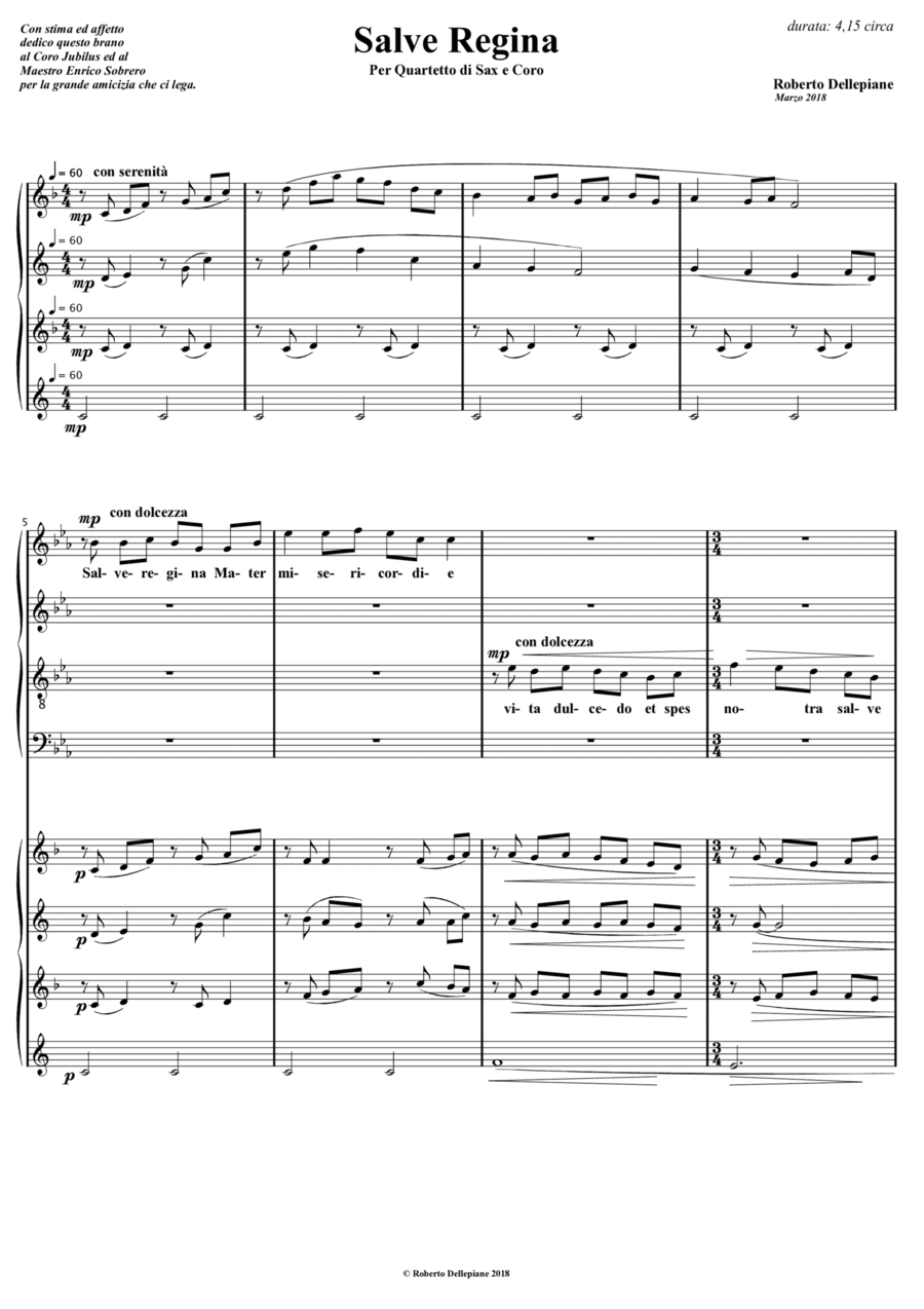 Salve Regina (for choir SATB and sax quartet) Octavo scores gallery preview page 1