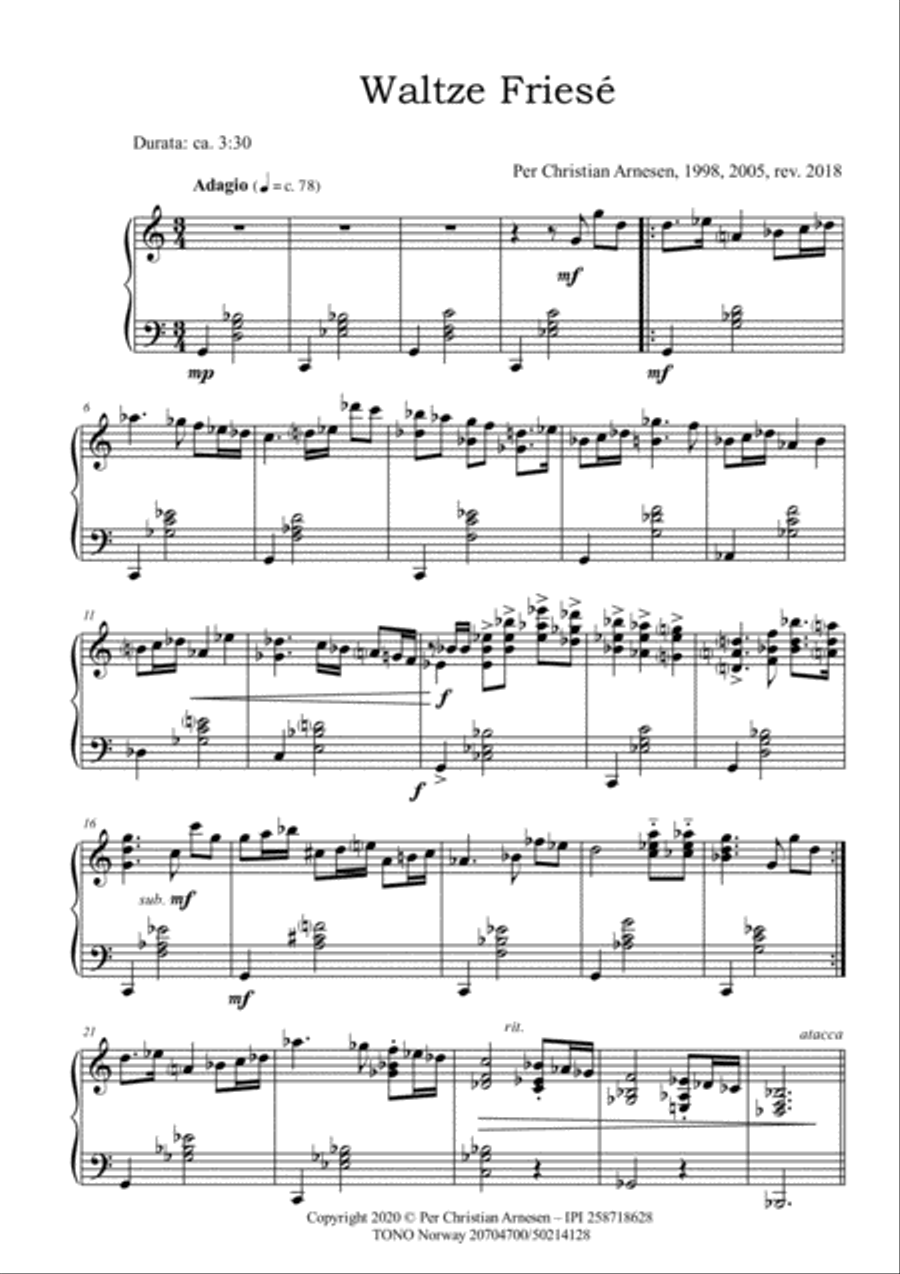 Waltze Friesé Piano Solo scores gallery preview page 2