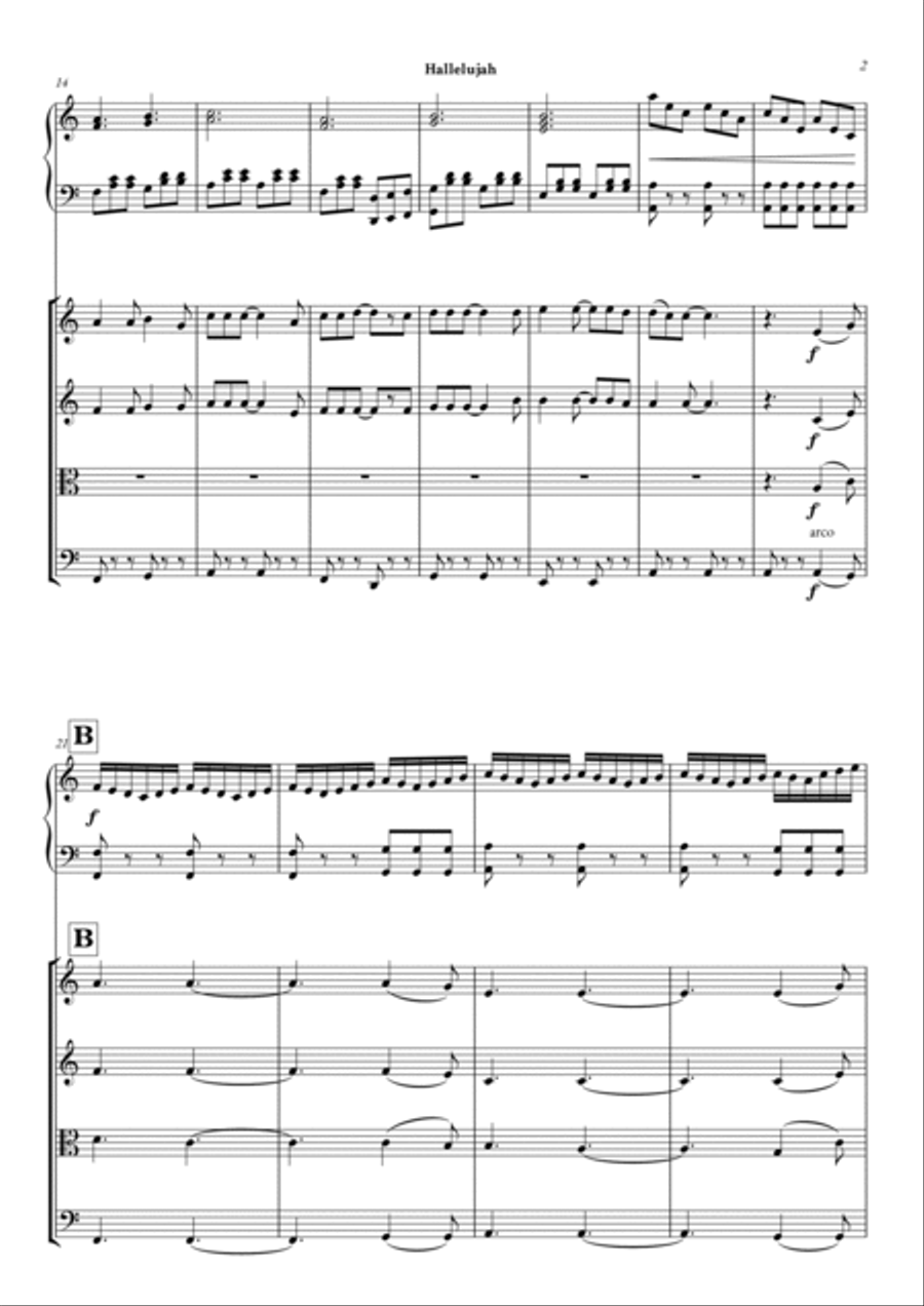 Hallelujah Piano Quintet scores gallery preview page 3