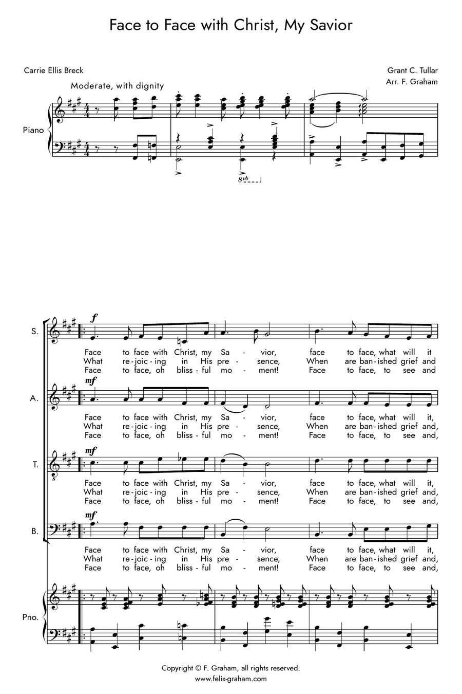 Face to Face (with Christ My Savior) 4-Part scores gallery preview page 1