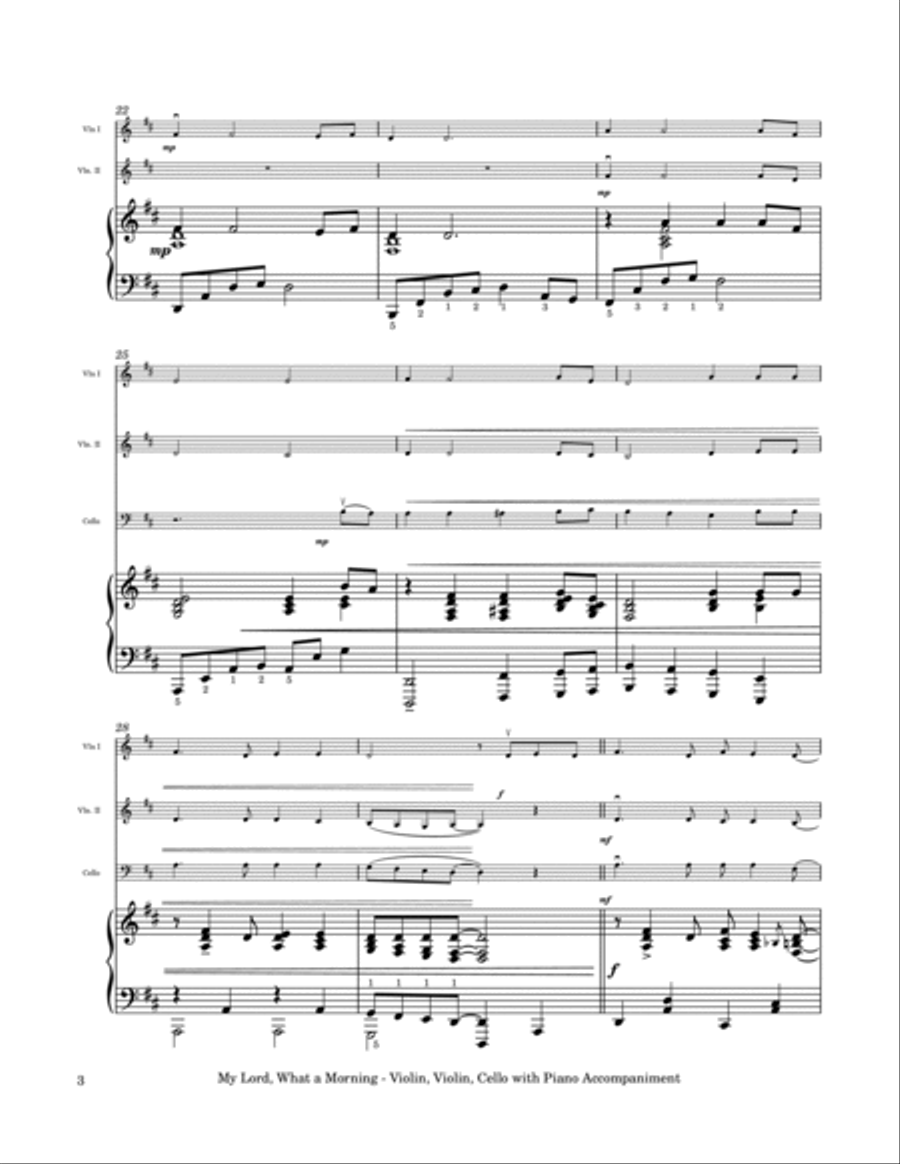 My Lord, What a Morning - Violin, Violin, Cello Trio with Piano Accompaniment String Trio scores gallery preview page 4