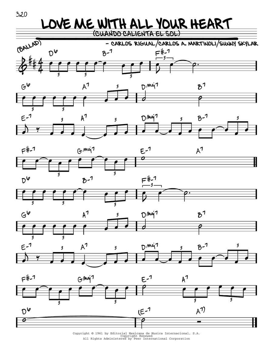 Love Me With All Your Heart (Cuando Calienta El Sol) Piano scores gallery preview page 1