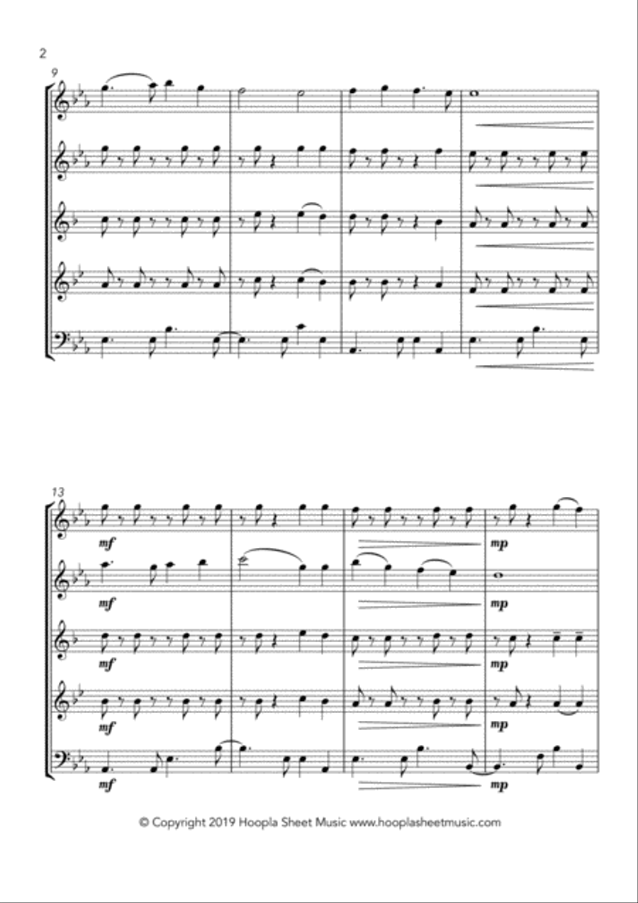 Bossa Nova Bleak Midwinter (In the Bleak Midwinter) Woodwind Quintet scores gallery preview page 2